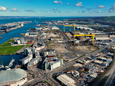 aerial view samson goliath cranes harland - Credit: Shutterstock