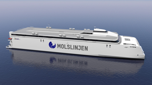 Two high-speed catamaran ferries with fully electric propulsion to enter service in Denmark by 2028. - Uncredited