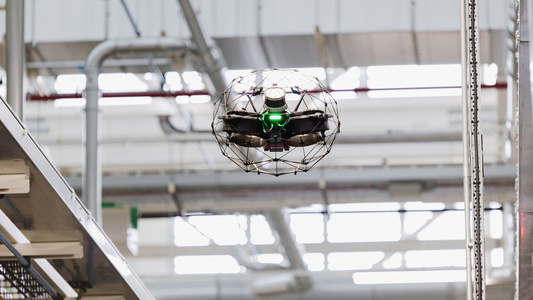 UK carmaker JLR is trialling drone-based technology at its Electric Propulsion Manufacturing Centre (EPMC), cutting a 4-hour inspection task down to 10 minutes. - Uncredited