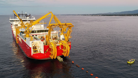 The Tyrrhenian Link project has reached a key milestone, with two 500 kV high-voltage direct current (HVDC) subsea cables laid at a record-breaking depth of 2,150 metres. - Uncredited