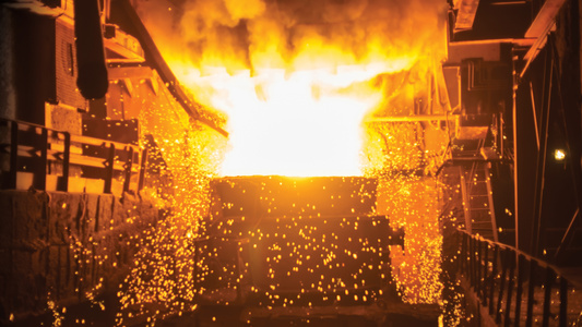 Production of steel and heavy metals in an electric furnace in production - Credit: shutterstock - 1936864348