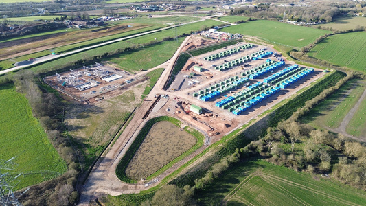 EDF’s Hams Hall battery energy storage system (BESS), currently under construction in North Warwickshire near Birmingham, is expected to be operational by the end of 2026.  - Credit: BW ESS
