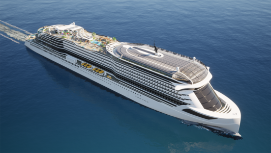 German shipbuilder Meyer Werft has unveiled a cruise ship concept that would run entirely on batteries. - Uncredited
