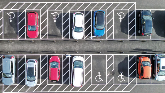 Aerial view of a parking lot. - Credit: Getty - 2012797960