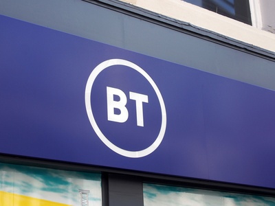 Sign and logo above the entrance to an BT mobile phone store in Briggate Leeds (Image credit: Philip Openshaw/Dreamstime)