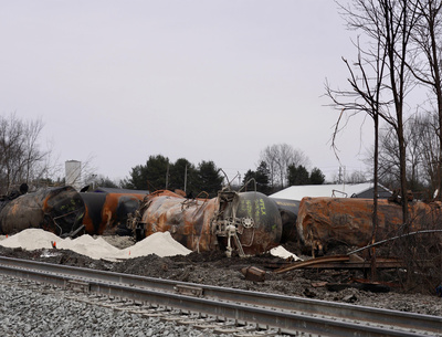  The two-mile long 32N train derailed on 3 February at the town of East Palestine. Alamy)
